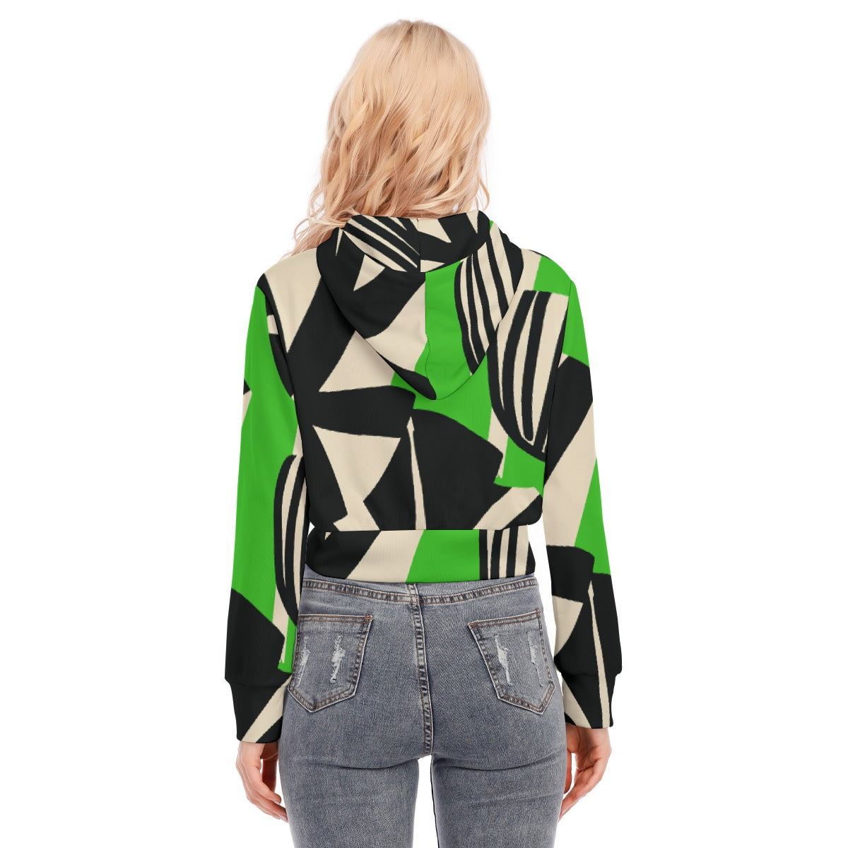 All-Over Print Women's Crop Top Hoodie With Zipper Closure