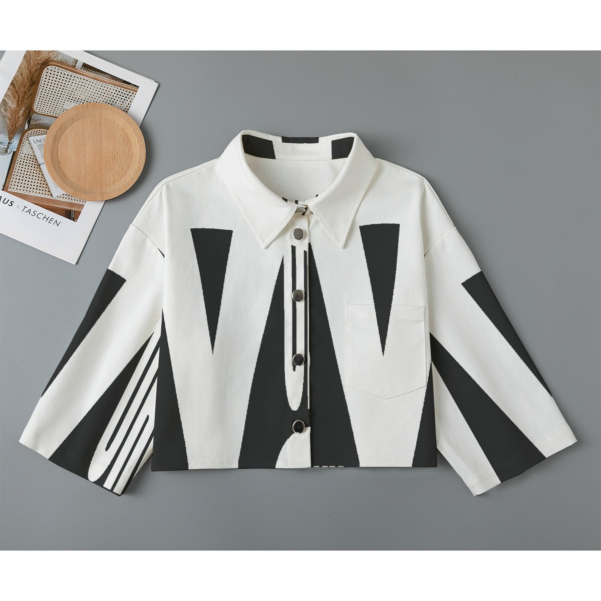 All-Over Print Women's Cropped Jacket | 245GSM Cotton