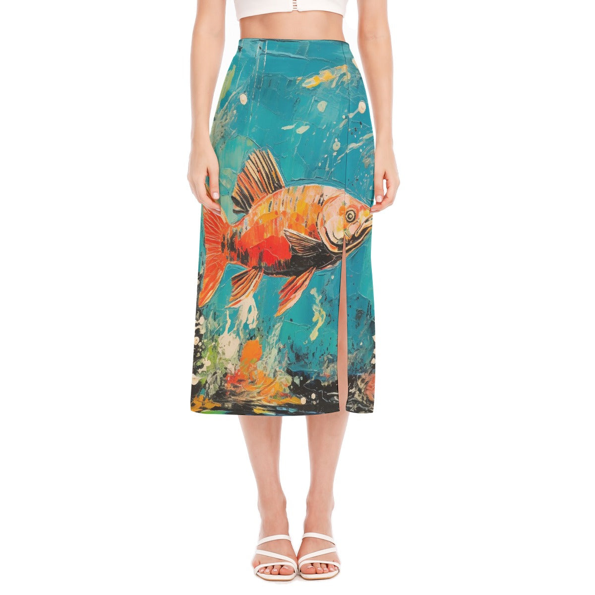 All-Over Print Women's High Slit Long Skirt