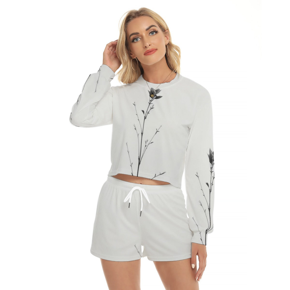 All-Over Print Women's Short Sweatshirt And Pants Suit
