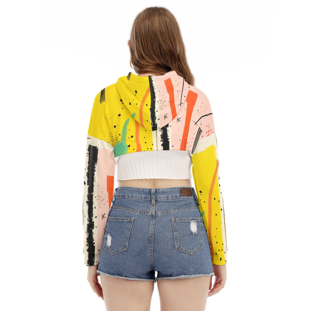 All-Over Print Women's Smock Short Hoodie With Long Sleeve