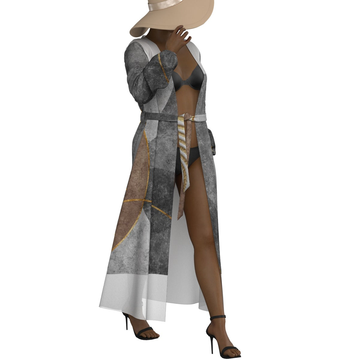 All-Over Print Women's Lace-up Chiffon Robe