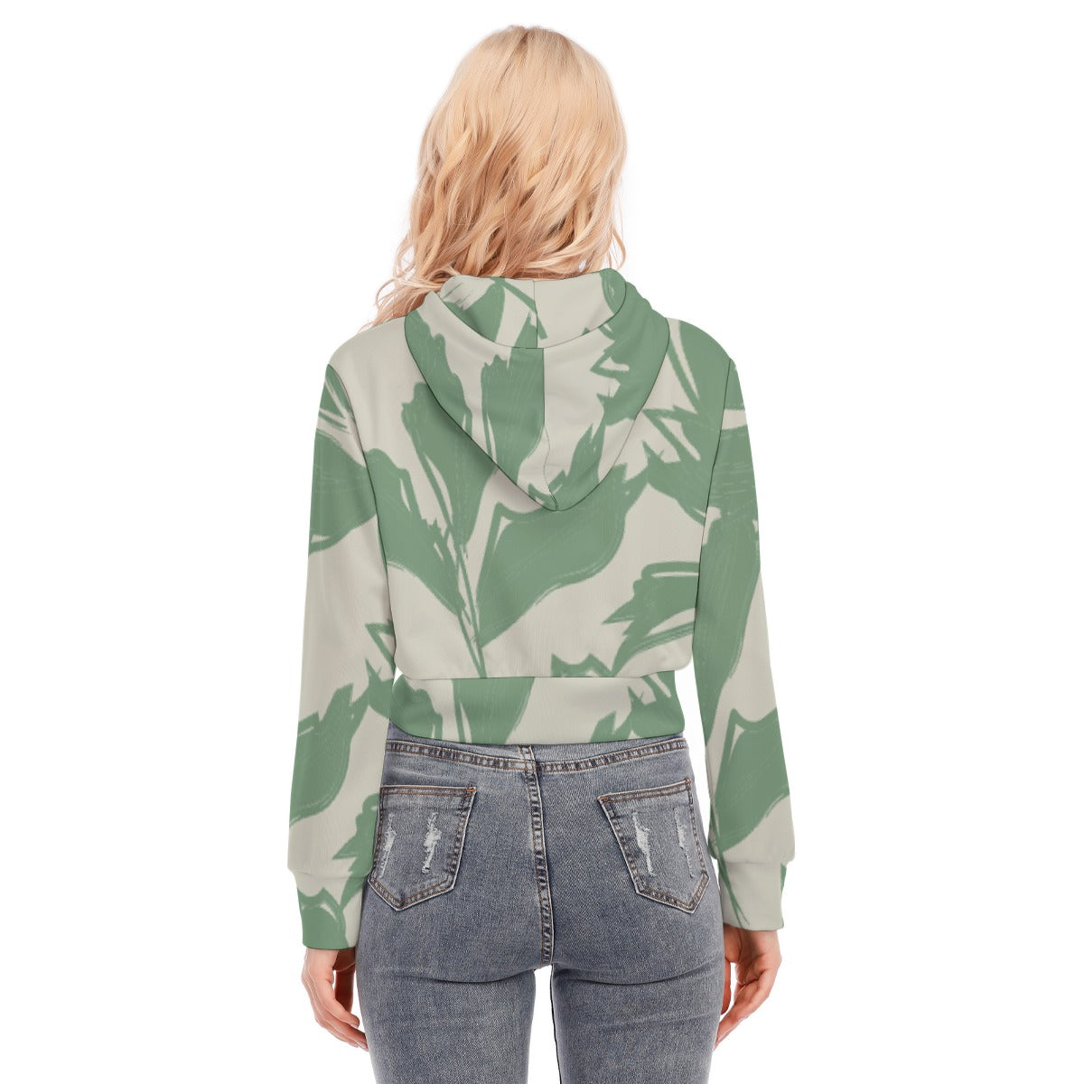 All-Over Print Women's Crop Top Hoodie With Zipper Closure