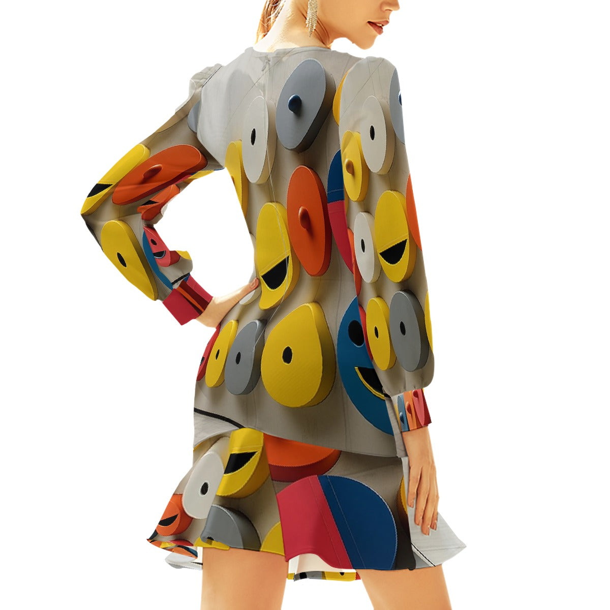 All-Over Print Women's Ruffle Hem Skinny Dress