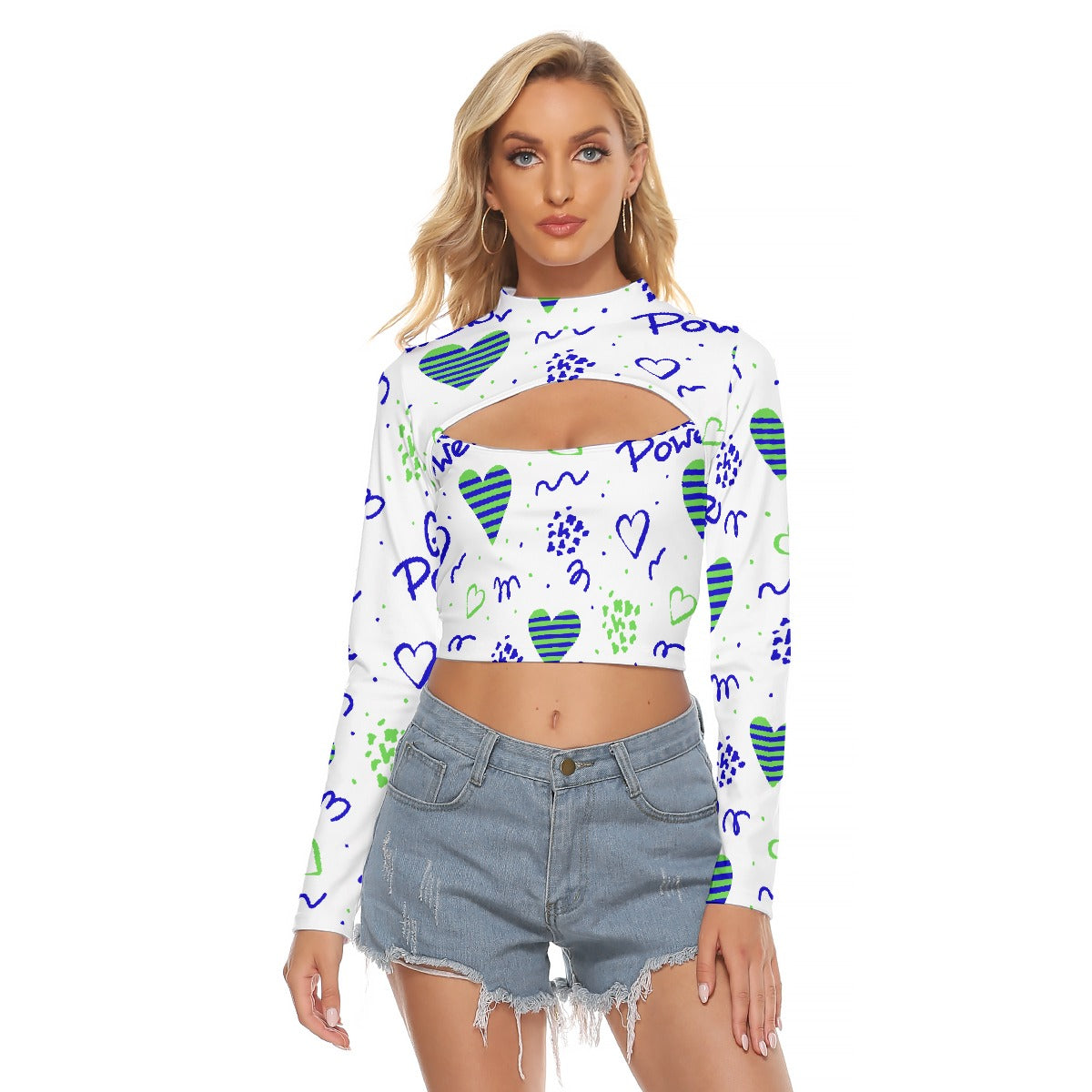 All-Over Print Women's Hollow Chest Keyhole Tight Crop Top