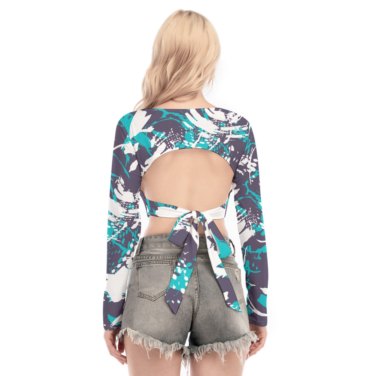 All-Over Print Women's Back Hollow T-shirt With Strap