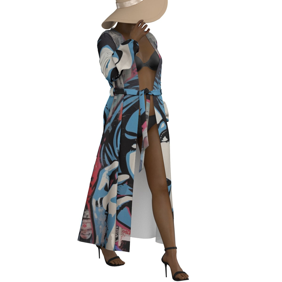 All-Over Print Women's Lace-up Chiffon Robe