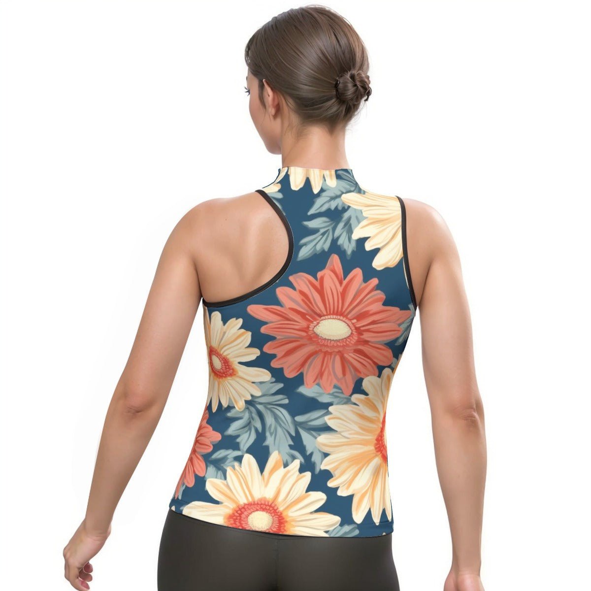 All-Over Print Women's Halter Sleeveless Asymmetrical Tank Top