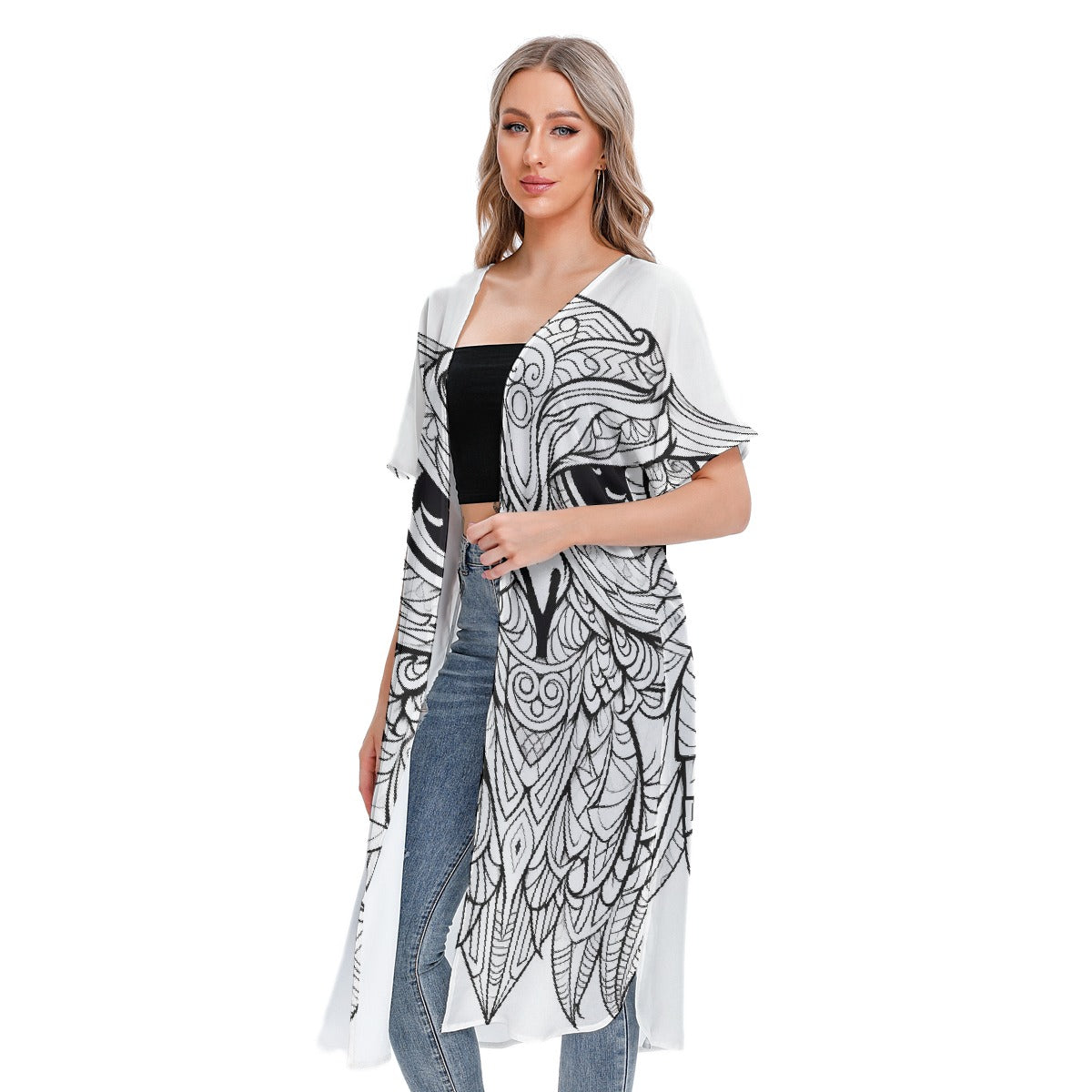 All-Over Print Women's Short Sleeve Cardigan