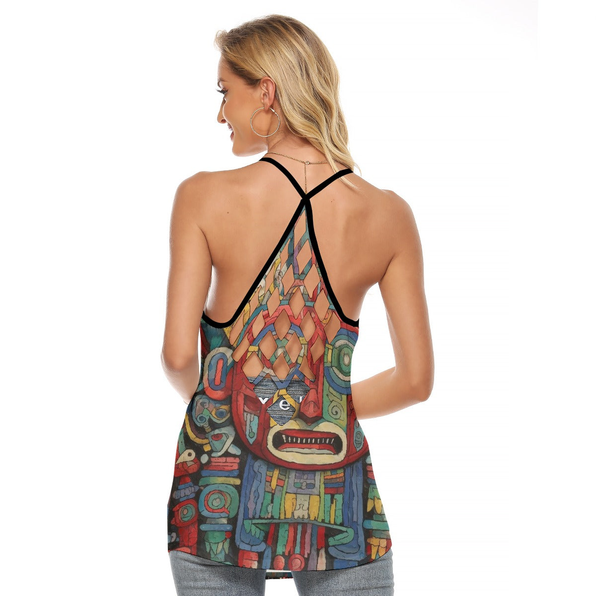 All-Over Print Women's Criss-Cross Open Back Tank Top