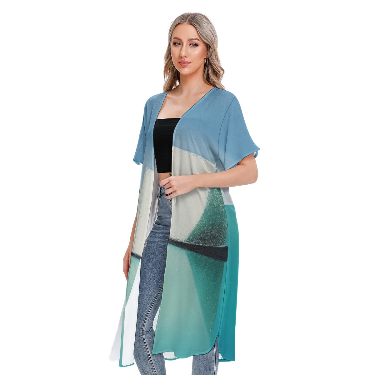 All-Over Print Women's Short Sleeve Cardigan