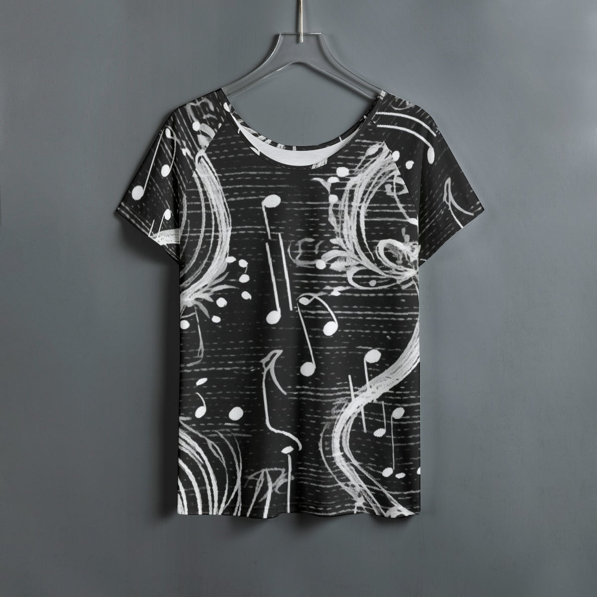 All-Over Print Women's Round Neck T-shirt With Raglan Sleeve