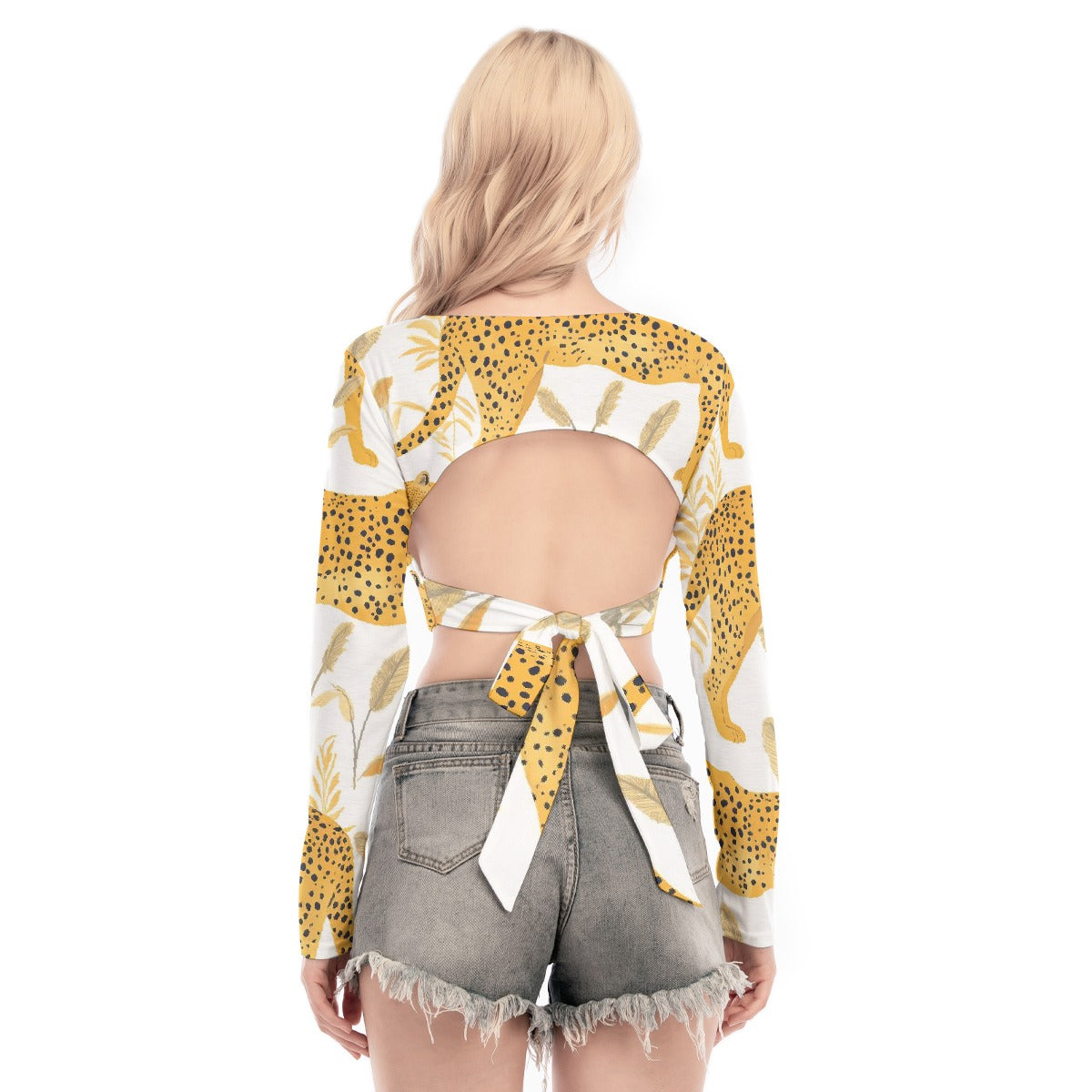 All-Over Print Women's Back Hollow T-shirt With Strap