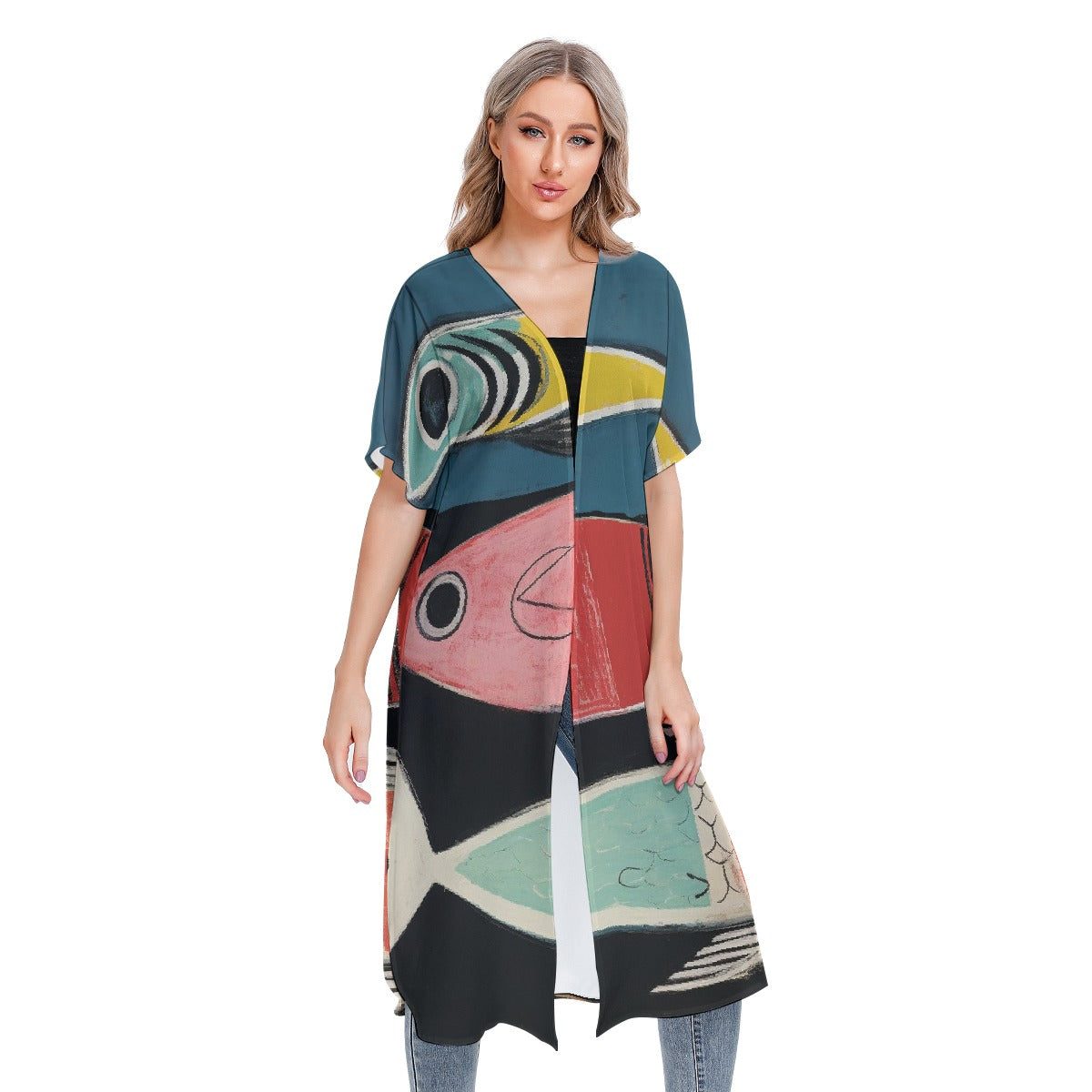 All-Over Print Women's Short Sleeve Cardigan