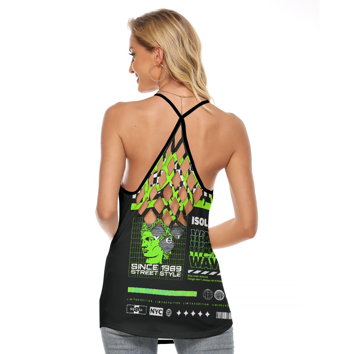All-Over Print Women's Criss-Cross Open Back Tank Top