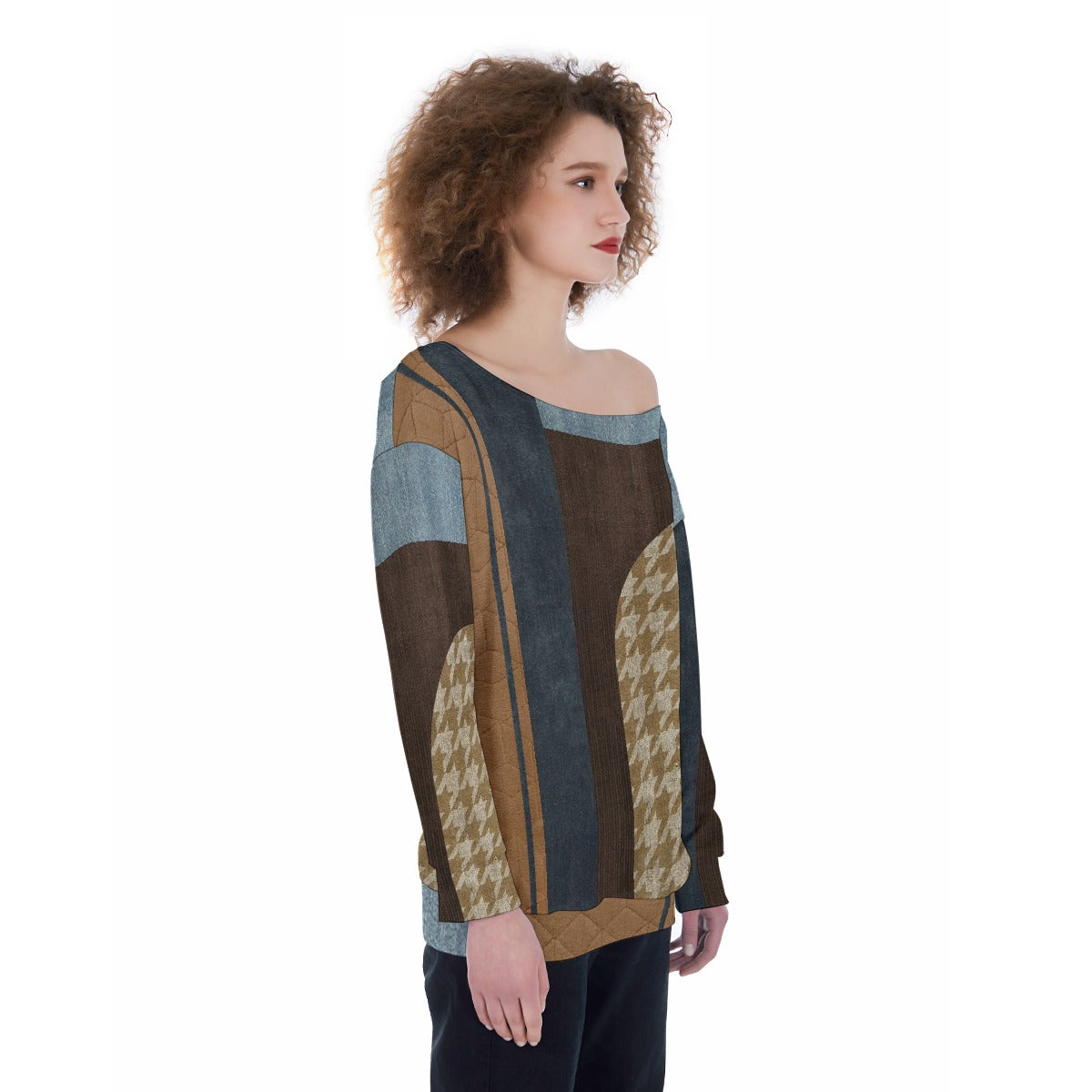 All-Over Print Oversized Women's Off-Shoulder Sweatshirt