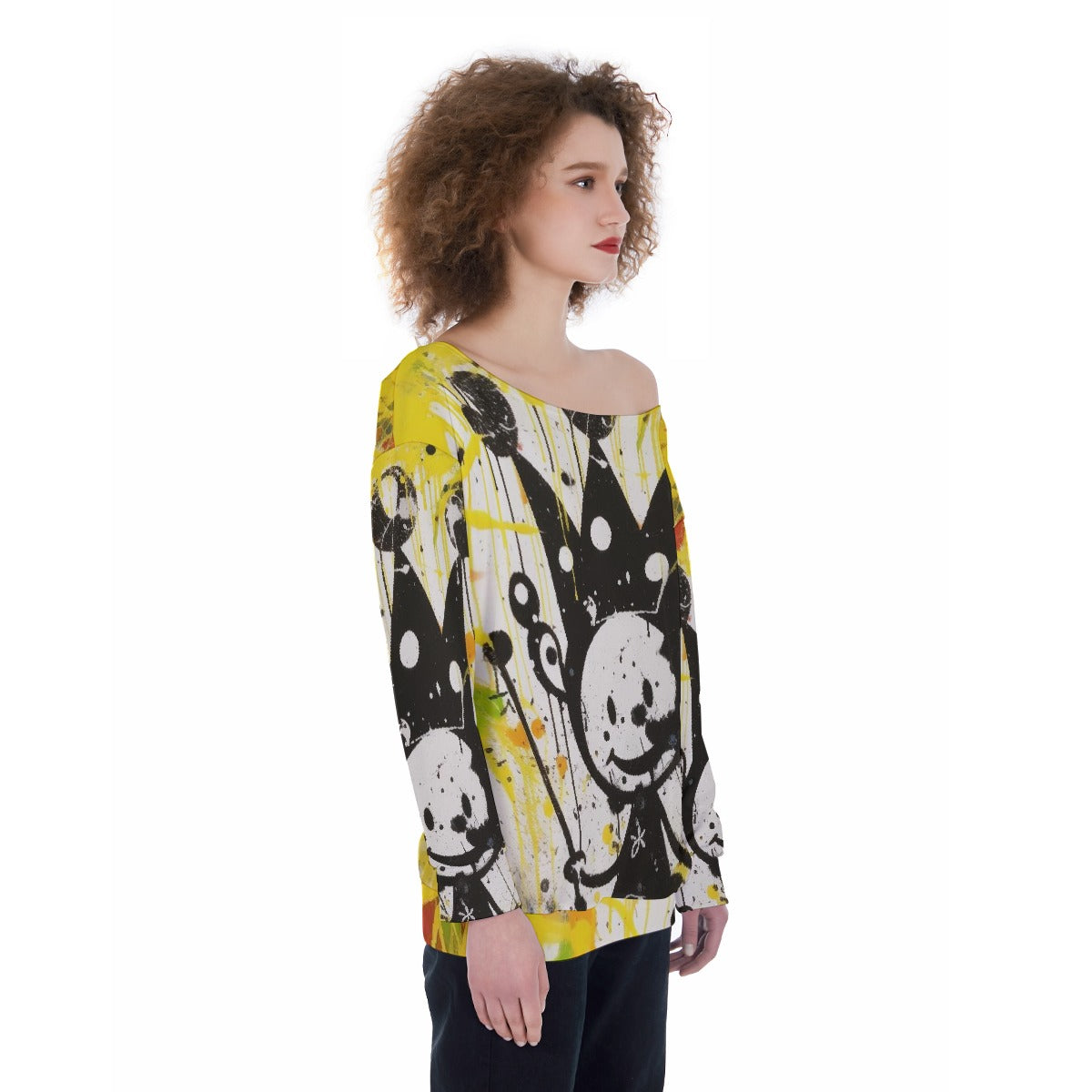 All-Over Print Oversized Women's Off-Shoulder Sweatshirt