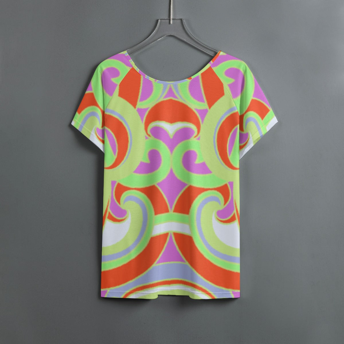 All-Over Print Women's Round Neck T-shirt With Raglan Sleeve