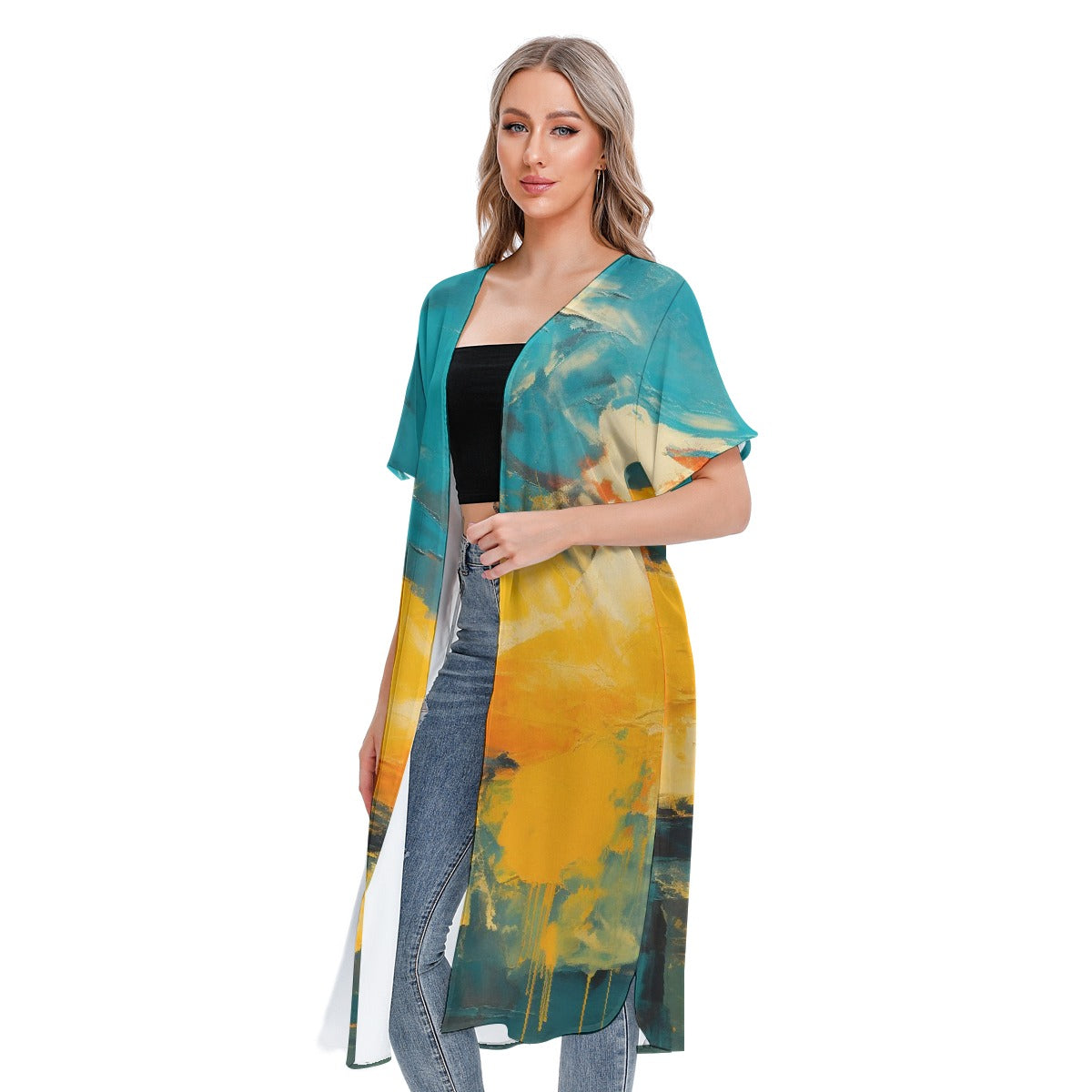 All-Over Print Women's Short Sleeve Cardigan