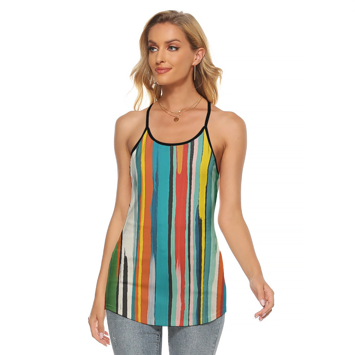All-Over Print Women's Criss-Cross Open Back Tank Top