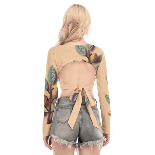 All-Over Print Women's Back Hollow T-shirt With Strap