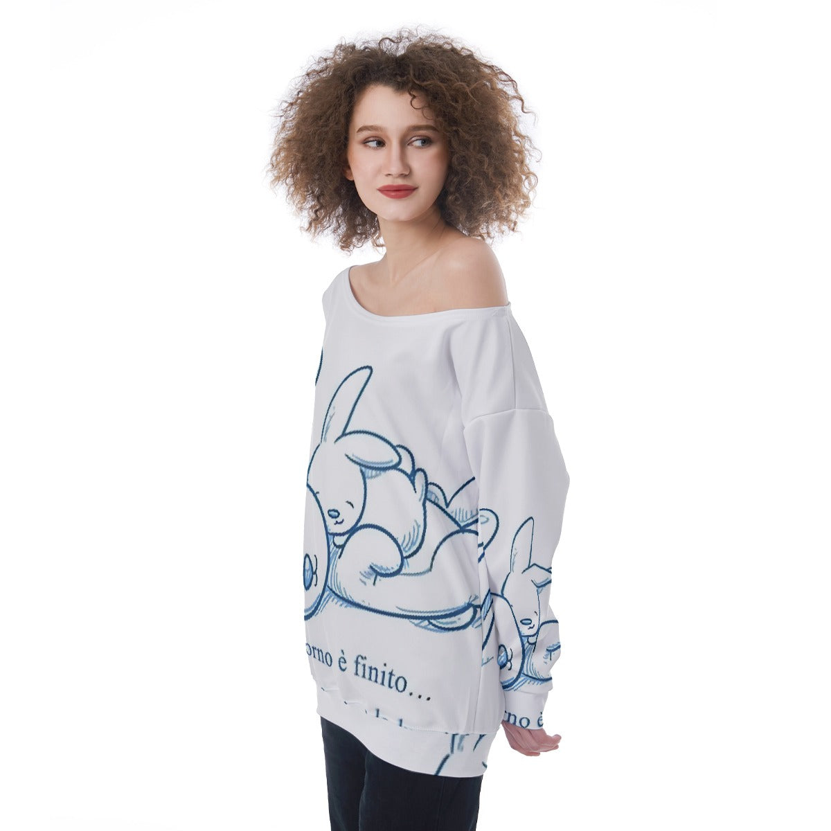 All-Over Print Oversized Women's Off-Shoulder Sweatshirt