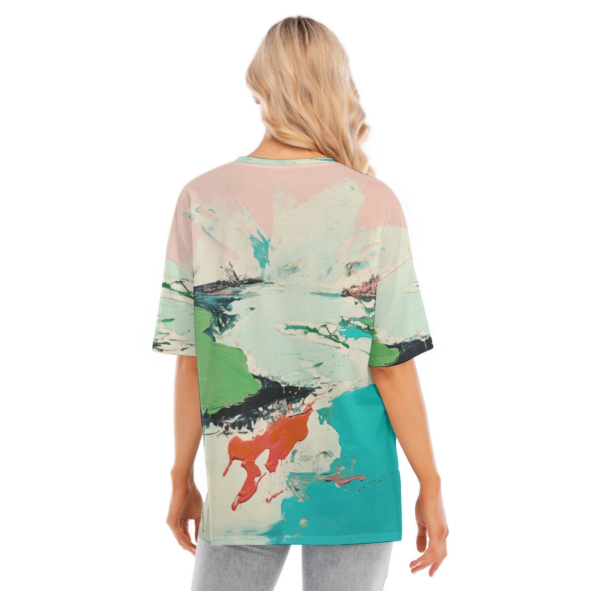 All-Over Print Women's Short Sleeves T-shirt With Hem Split