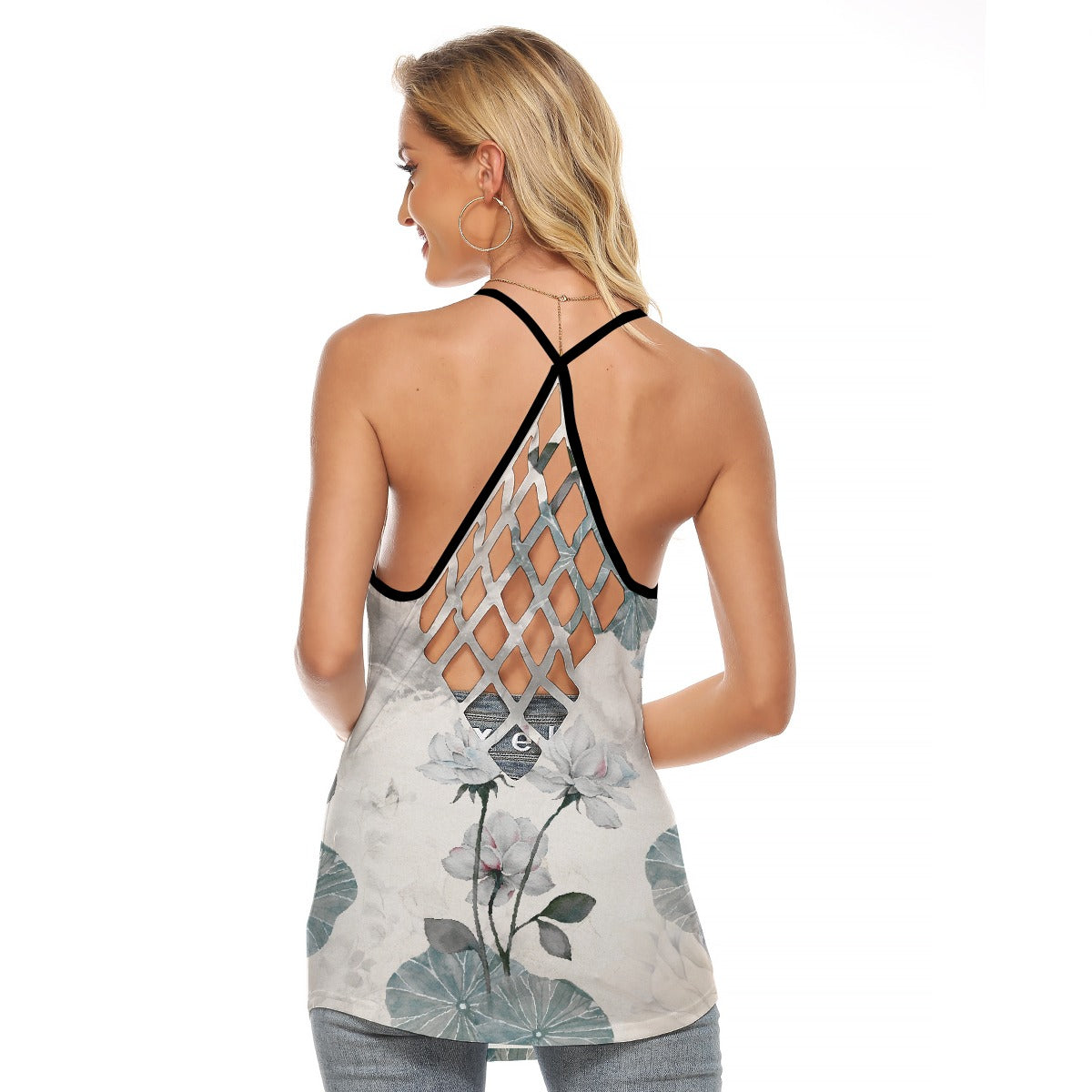 All-Over Print Women's Criss-Cross Open Back Tank Top
