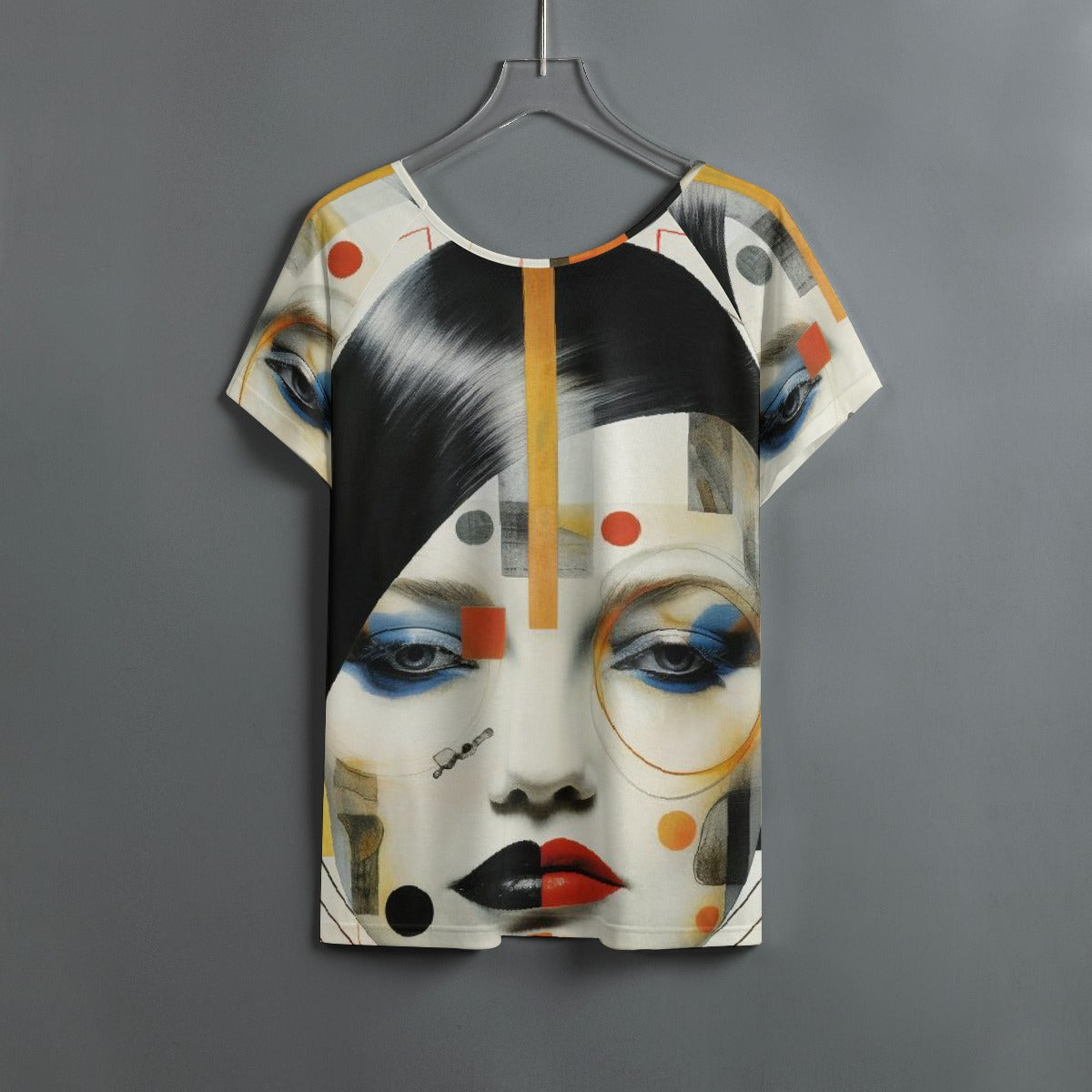 All-Over Print Women's Round Neck T-shirt With Raglan Sleeve