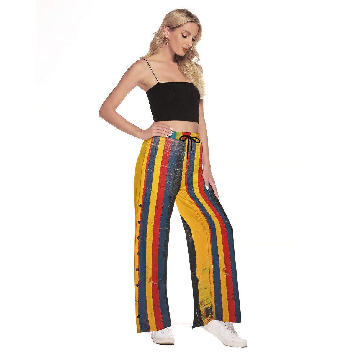All-Over Print Women's Side Slit Snap Button Trousers