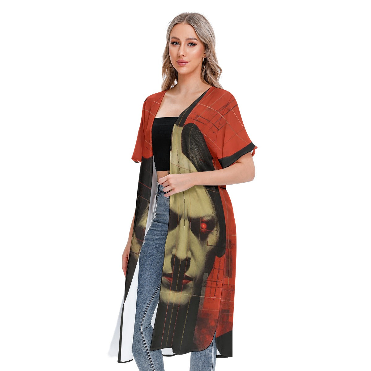 All-Over Print Women's Short Sleeve Cardigan