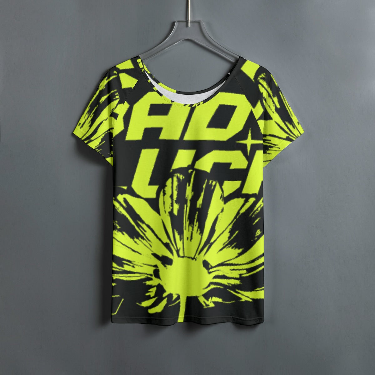 All-Over Print Women's Round Neck T-shirt With Raglan Sleeve