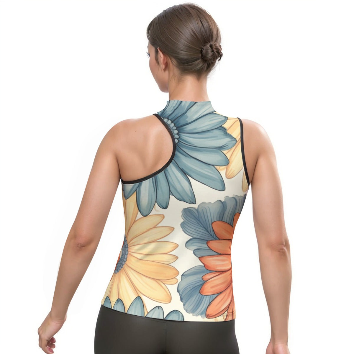 All-Over Print Women's Halter Sleeveless Asymmetrical Tank Top