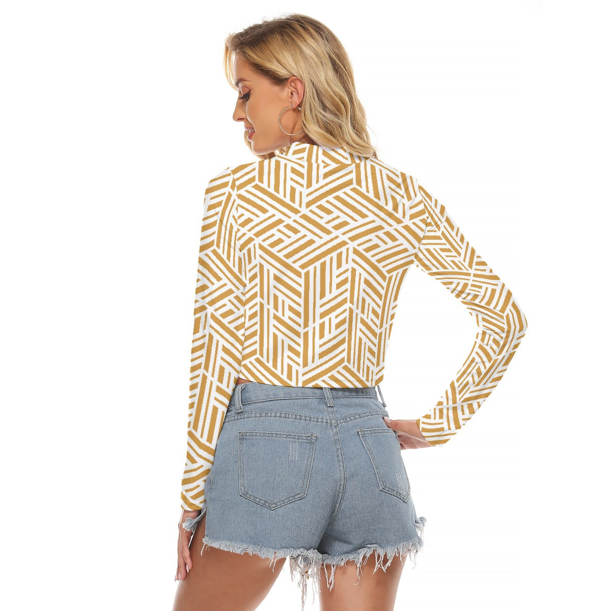 All-Over Print Women's Hollow Chest Keyhole Tight Crop Top