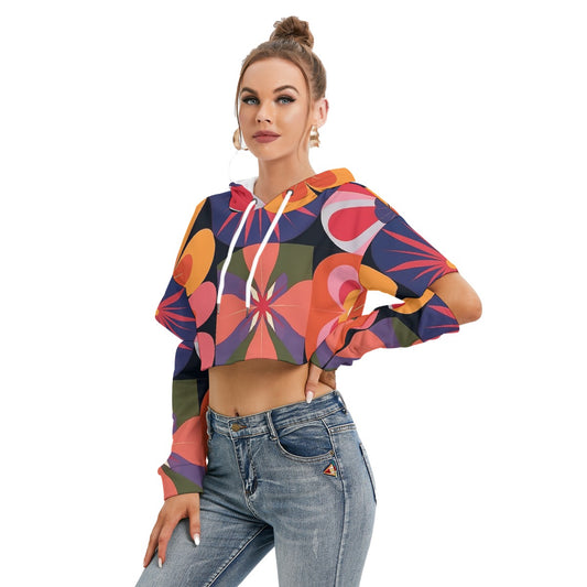 All-Over Print Women's Heavy Fleece Hoodie With Hollow Out Sleeve