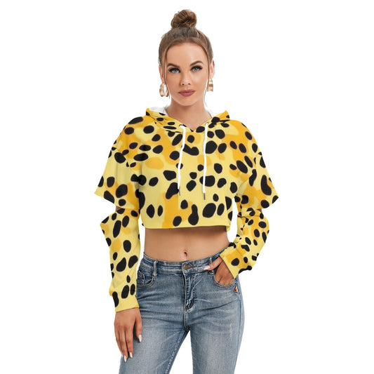 All-Over Print Women's Heavy Fleece Hoodie With Hollow Out Sleeve