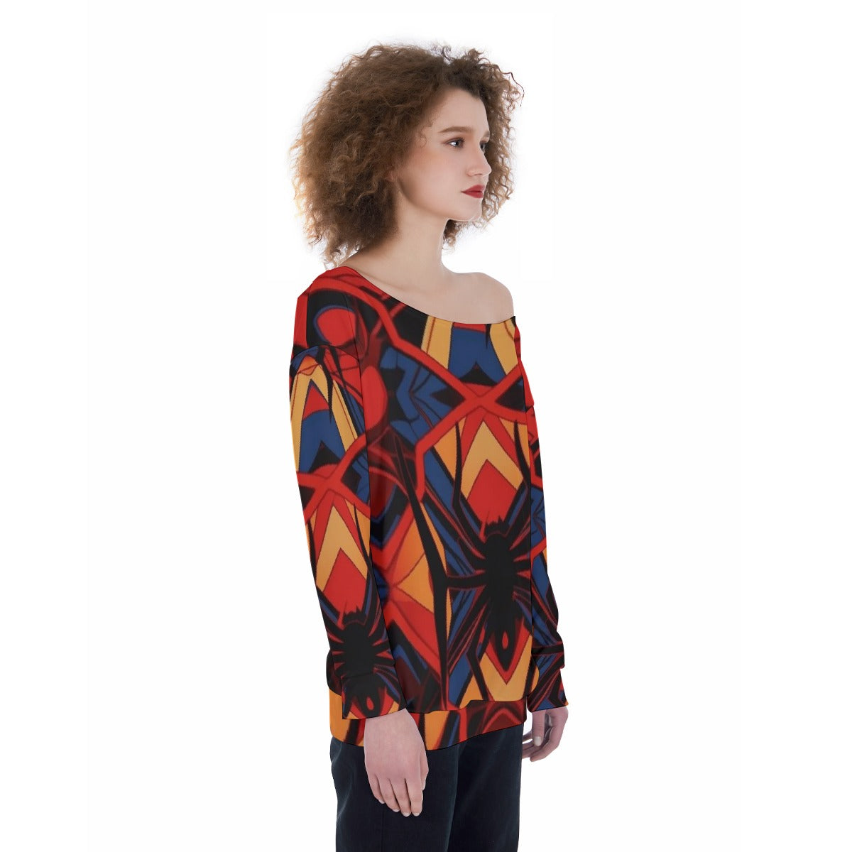 All-Over Print Oversized Women's Off-Shoulder Sweatshirt