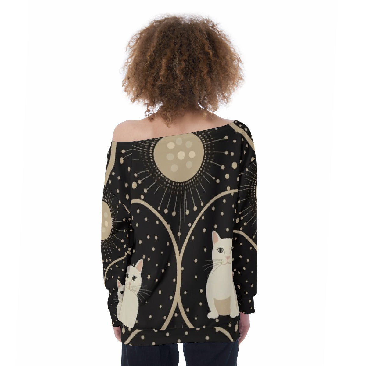 All-Over Print Oversized Women's Off-Shoulder Sweatshirt