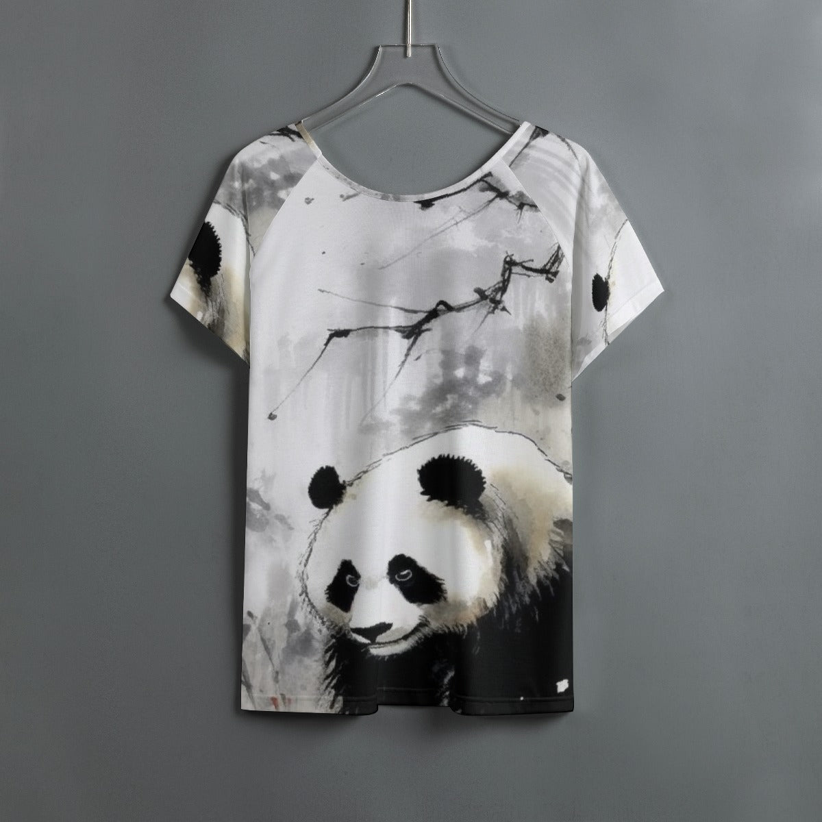 All-Over Print Women's Round Neck T-shirt With Raglan Sleeve