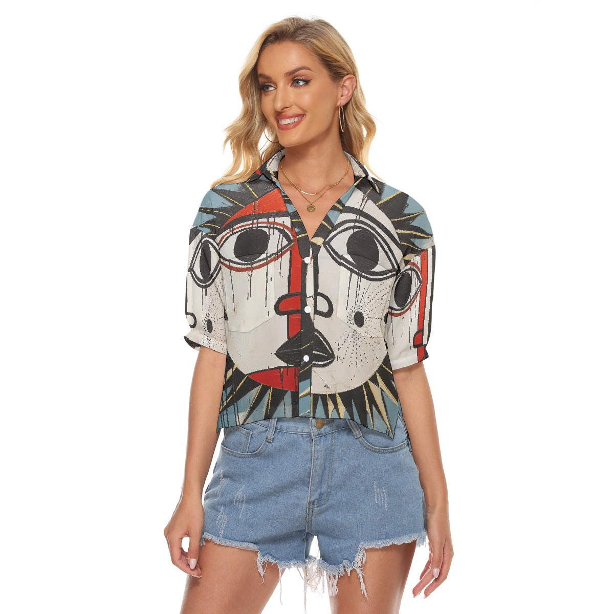 All-Over Print Women's V-neck Shirts