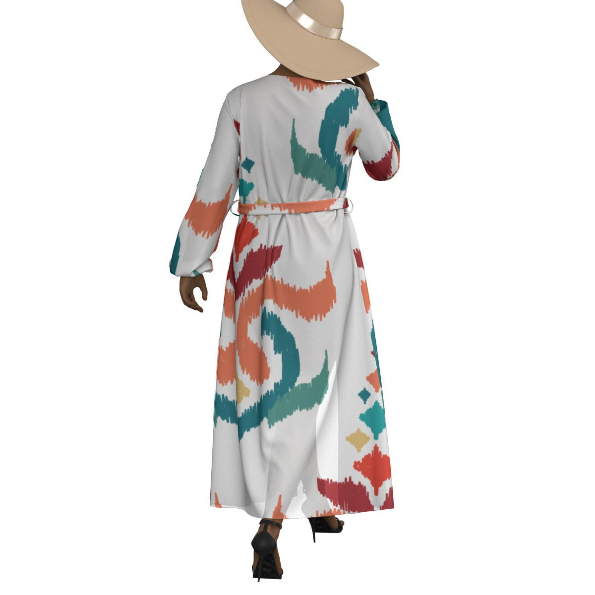 All-Over Print Women's Lace-up Chiffon Robe