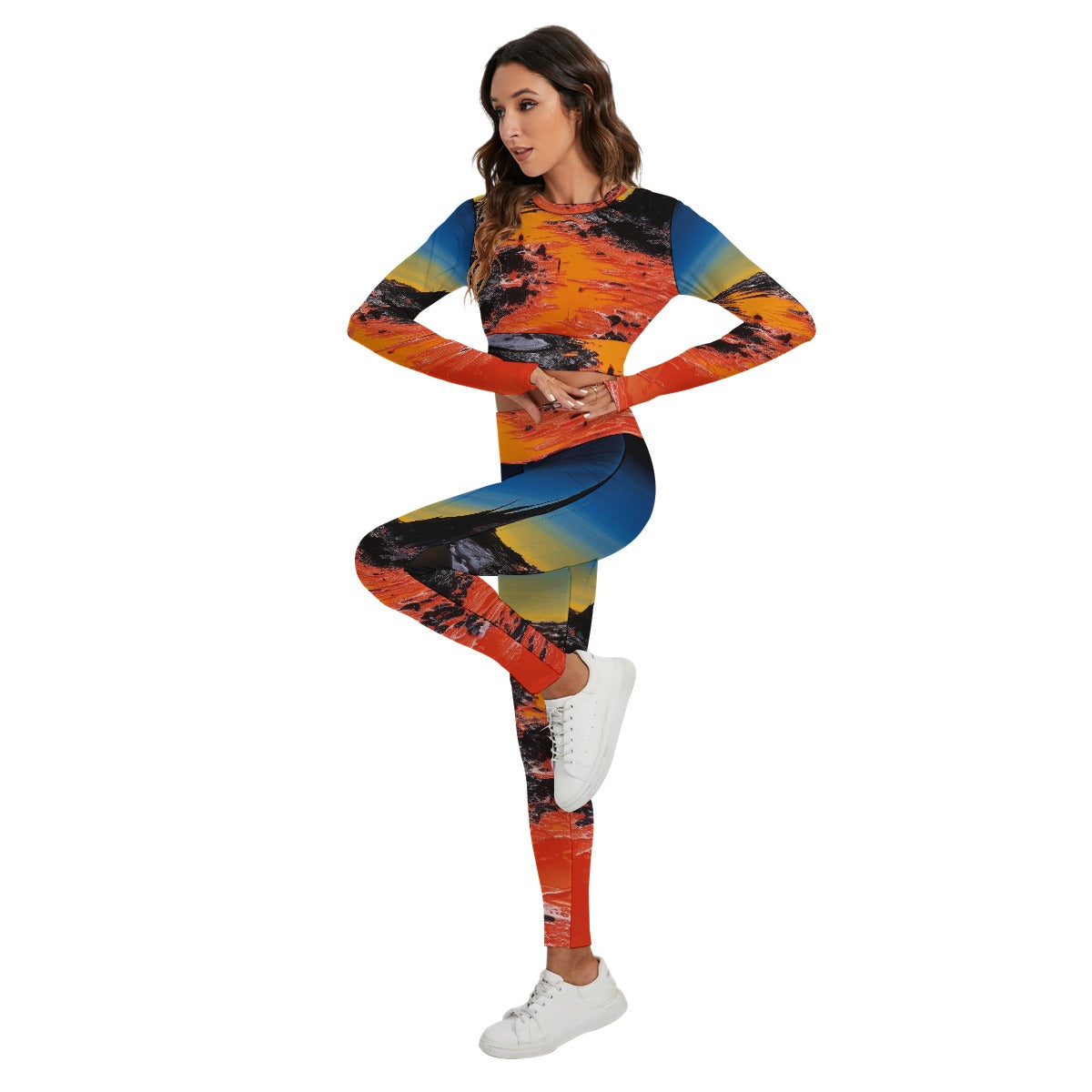 All-Over Print Women's Sport Set With Backless Top And Leggings
