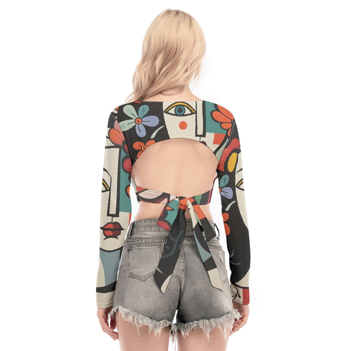 All-Over Print Women's Back Hollow T-shirt With Strap