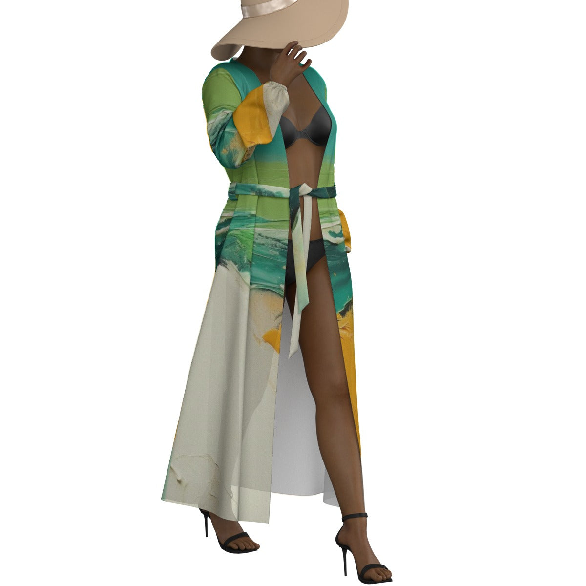 All-Over Print Women's Lace-up Chiffon Robe