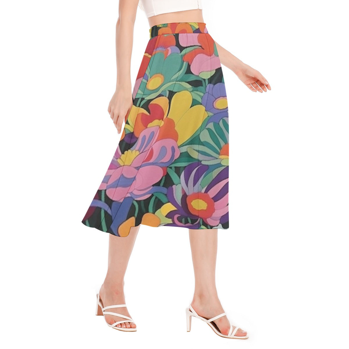 All-Over Print Women's Long Section Chiffon Skirt