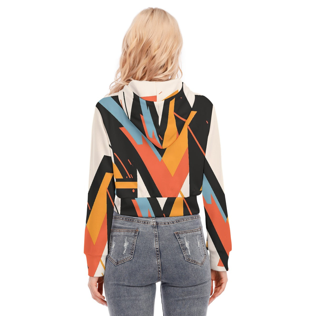 All-Over Print Women's Crop Top Hoodie With Zipper Closure