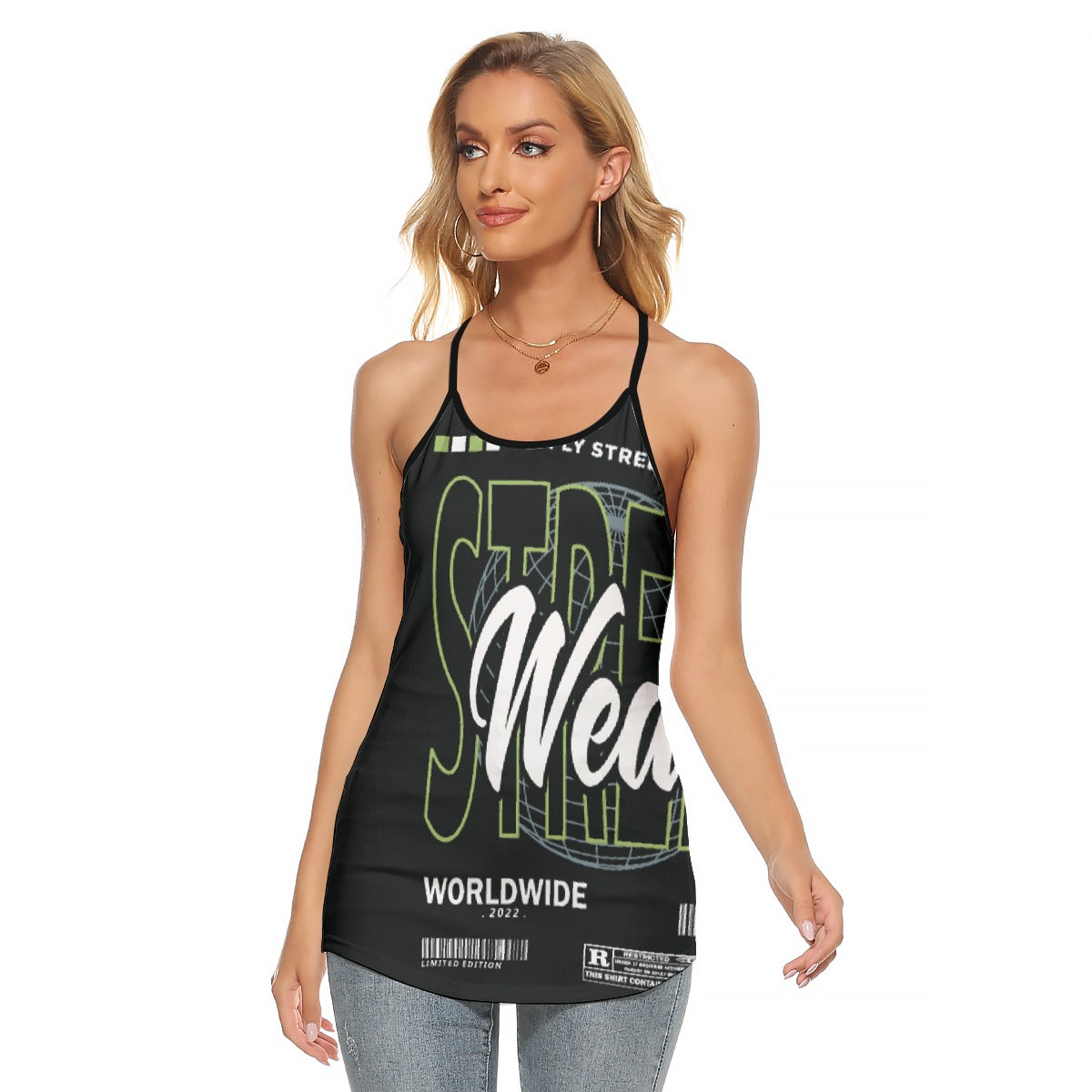 All-Over Print Women's Criss-Cross Open Back Tank Top