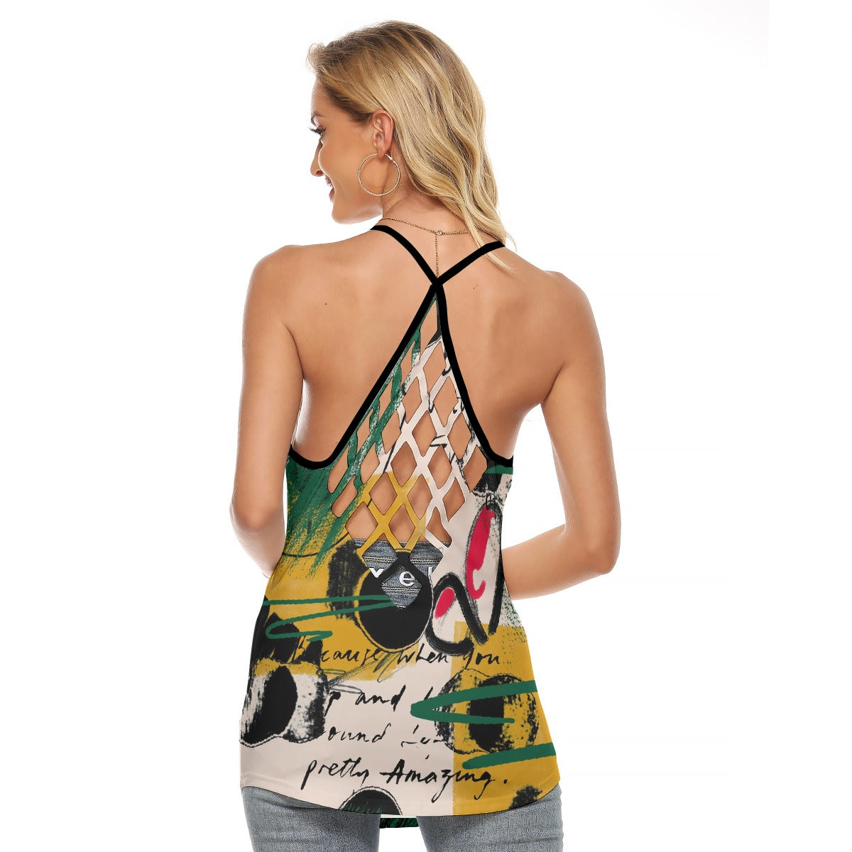 All-Over Print Women's Criss-Cross Open Back Tank Top