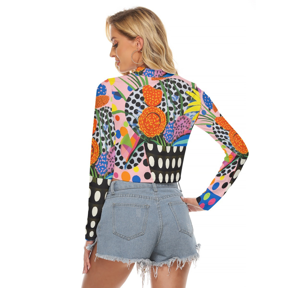 All-Over Print Women's Hollow Chest Keyhole Tight Crop Top