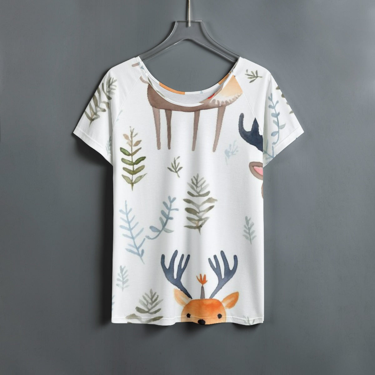 All-Over Print Women's Round Neck T-shirt With Raglan Sleeve